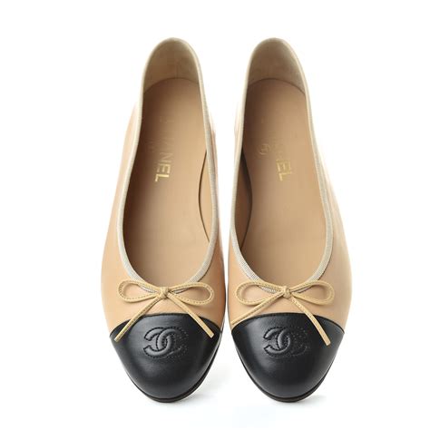 chanel flats beige and black